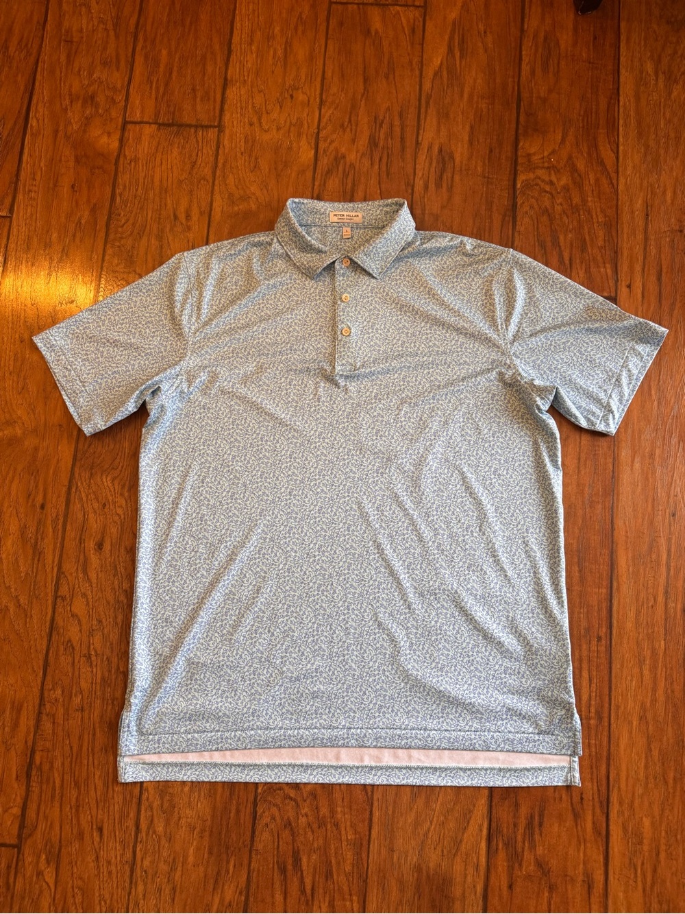 Peter Millar Summer Comfort Men's Size L Lizard Print Golf Polo Blue Shirt